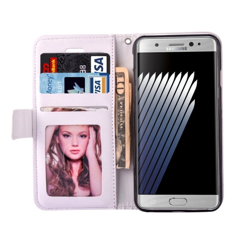 For Galaxy Note 7 / N930 Pressed Flower Butterfly Carriage Pattern Diamond Encrusted Horizontal Flip Leather Case with Holder & Card Slots & Wallet & Photo Frame & Lanyard