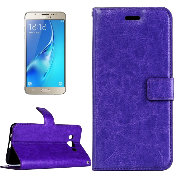 For Galaxy J5 (2016) / J510 Crazy Horse Texture Horizontal Flip Leather Case with Magnetic Buckle & Holder & Card Slots & Wallet & Photo Frame