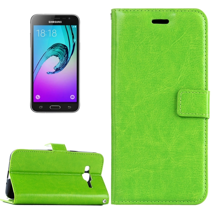 For Galaxy J3 (2016) / J310 Crazy Horse Texture Horizontal Flip Leather Case with Magnetic Buckle & Holder & Card Slots & Wallet & Photo Frame