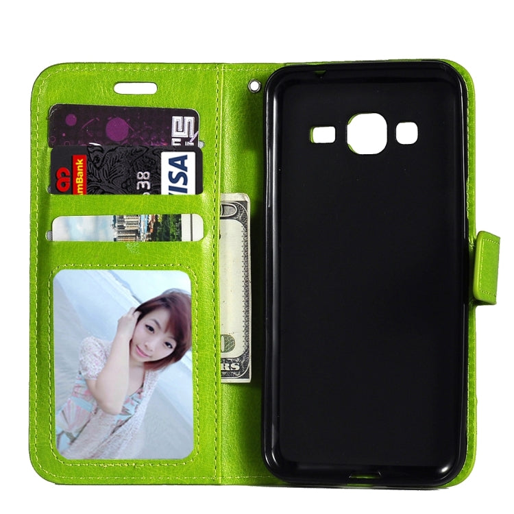 For Galaxy J3 (2016) / J310 Crazy Horse Texture Horizontal Flip Leather Case with Magnetic Buckle & Holder & Card Slots & Wallet & Photo Frame