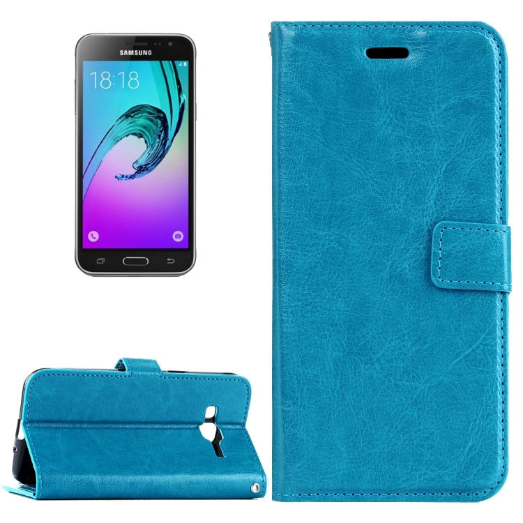 For Galaxy J3 (2016) / J310 Crazy Horse Texture Horizontal Flip Leather Case with Magnetic Buckle & Holder & Card Slots & Wallet & Photo Frame