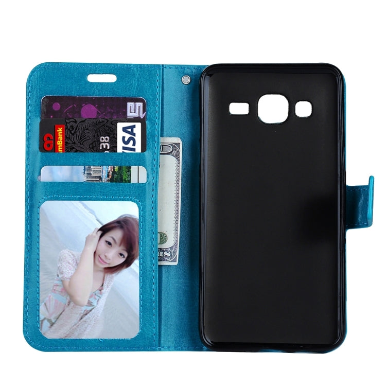 For Galaxy J3 (2016) / J310 Crazy Horse Texture Horizontal Flip Leather Case with Magnetic Buckle & Holder & Card Slots & Wallet & Photo Frame