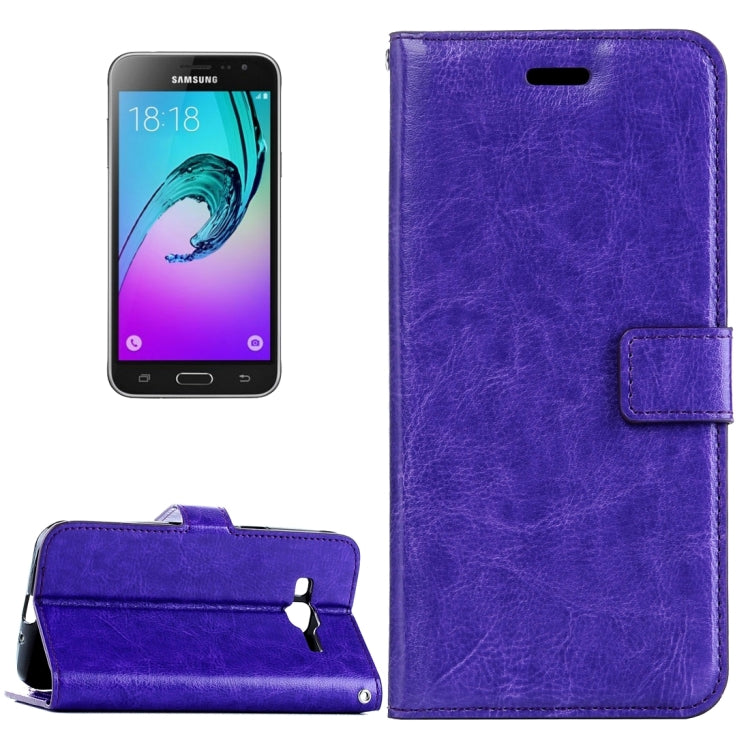 For Galaxy J3 (2016) / J310 Crazy Horse Texture Horizontal Flip Leather Case with Magnetic Buckle & Holder & Card Slots & Wallet & Photo Frame
