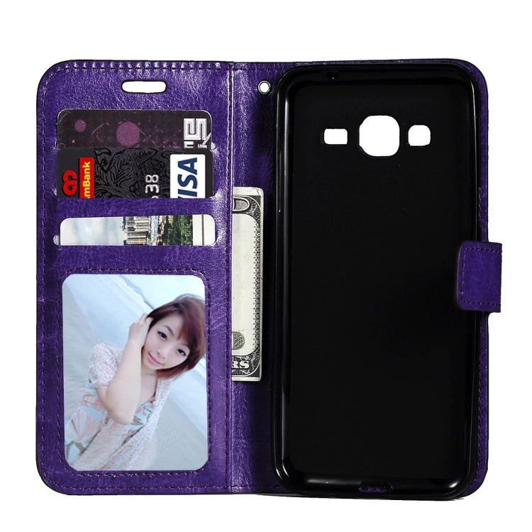 For Galaxy J3 (2016) / J310 Crazy Horse Texture Horizontal Flip Leather Case with Magnetic Buckle & Holder & Card Slots & Wallet & Photo Frame