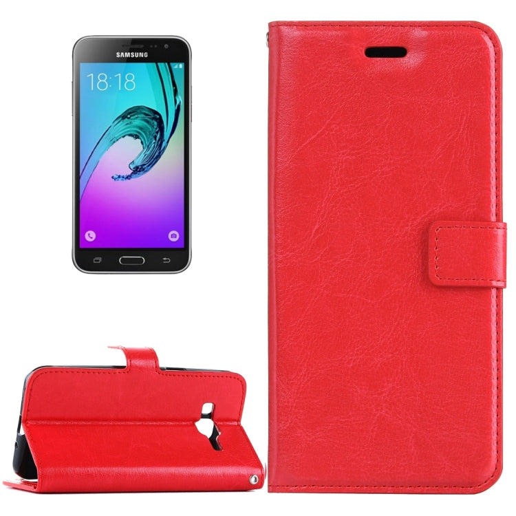 For Galaxy J3 (2016) / J310 Crazy Horse Texture Horizontal Flip Leather Case with Magnetic Buckle & Holder & Card Slots & Wallet & Photo Frame