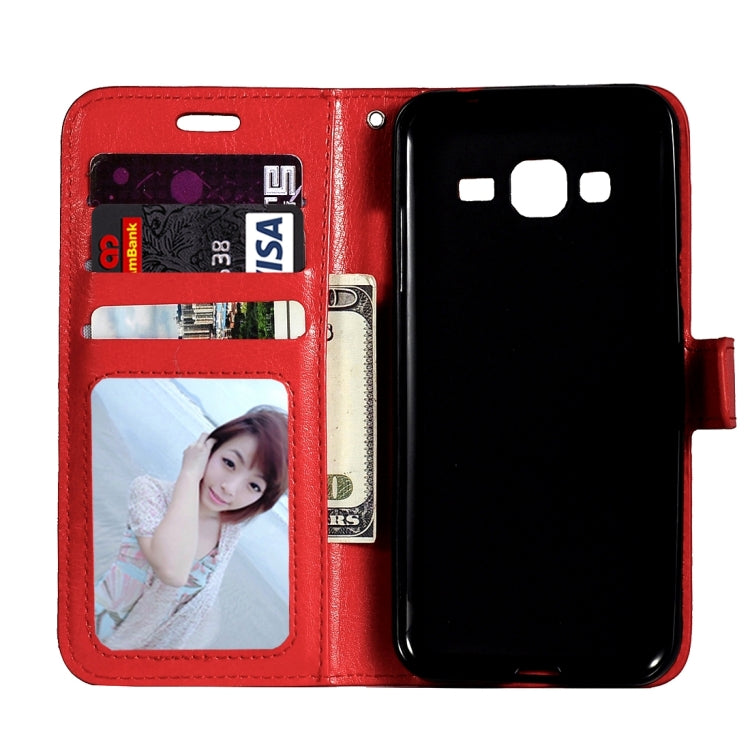For Galaxy J3 (2016) / J310 Crazy Horse Texture Horizontal Flip Leather Case with Magnetic Buckle & Holder & Card Slots & Wallet & Photo Frame