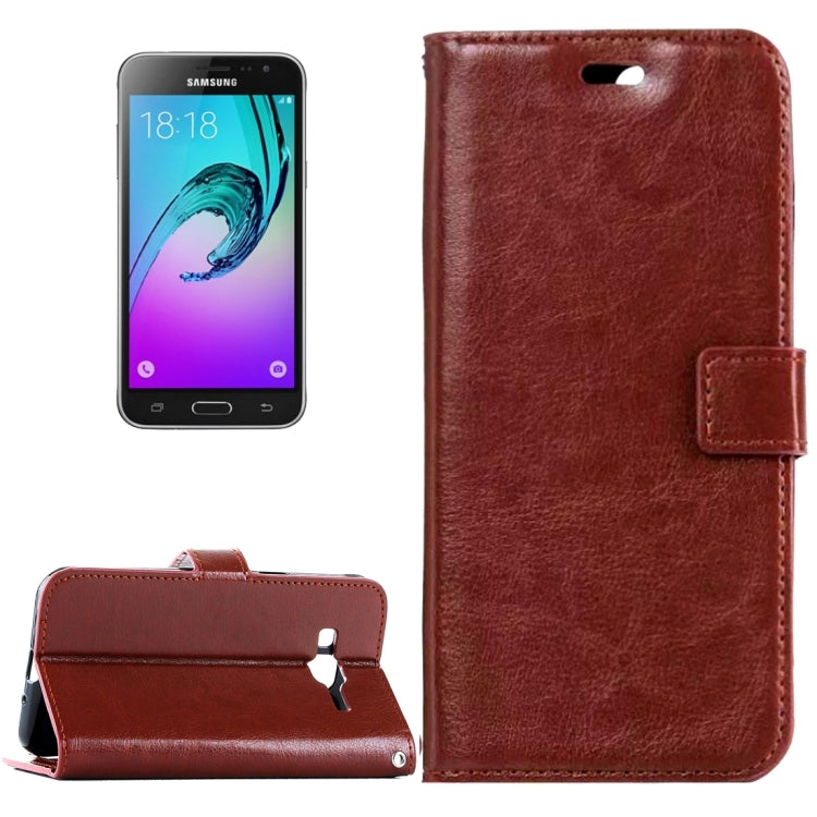 For Galaxy J3 (2016) / J310 Crazy Horse Texture Horizontal Flip Leather Case with Magnetic Buckle & Holder & Card Slots & Wallet & Photo Frame