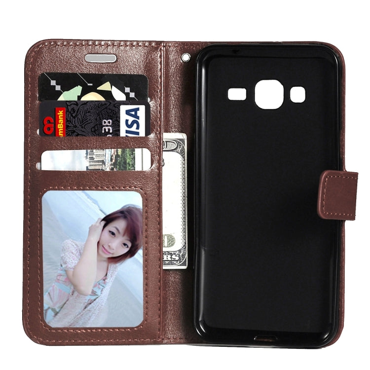 For Galaxy J3 (2016) / J310 Crazy Horse Texture Horizontal Flip Leather Case with Magnetic Buckle & Holder & Card Slots & Wallet & Photo Frame