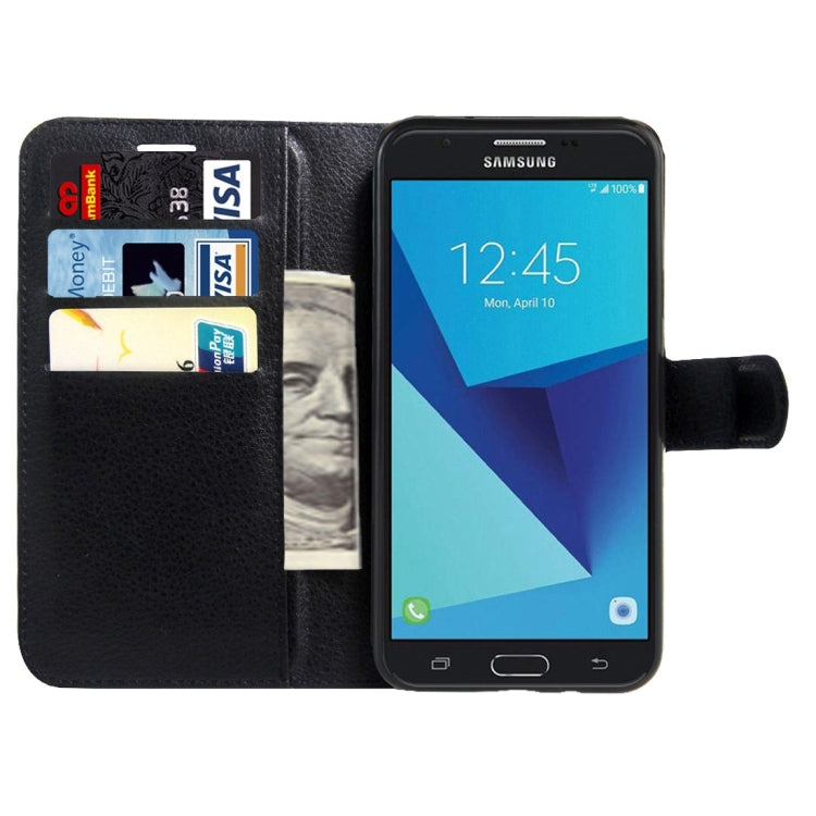 For Galaxy J7 (2017) / J727 (US Version) Litchi Texture Horizontal Flip Leather Case with Magnetic Buckle & Holder & Card Slots & Wallet