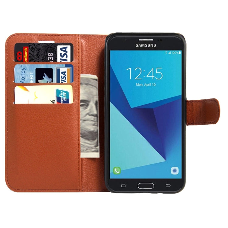 For Galaxy J7 (2017) / J727 (US Version) Litchi Texture Horizontal Flip Leather Case with Magnetic Buckle & Holder & Card Slots & Wallet