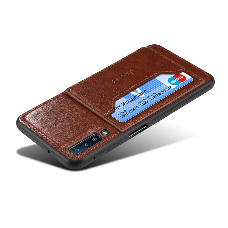 Dibase TPU + PC + PU Crazy Horse Texture Protective Case for Galaxy A7 (2018), with Holder & Card Slots
