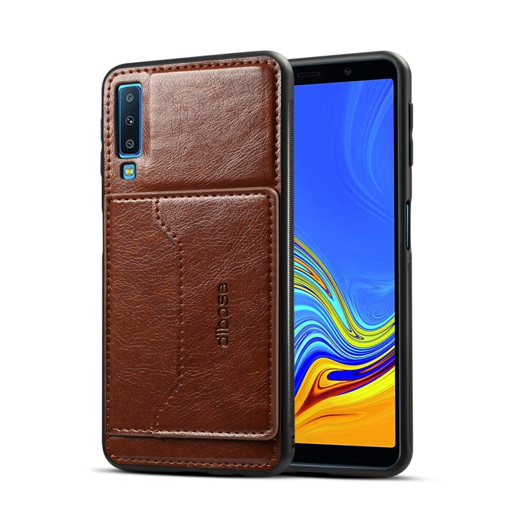 Dibase TPU + PC + PU Crazy Horse Texture Protective Case for Galaxy A7 (2018), with Holder & Card Slots