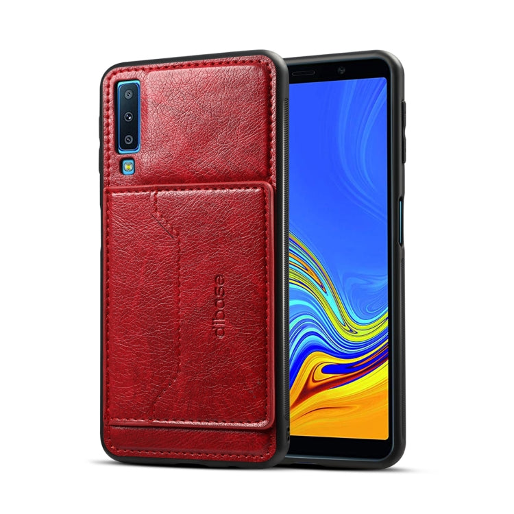 Dibase TPU + PC + PU Crazy Horse Texture Protective Case for Galaxy A7 (2018), with Holder & Card Slots