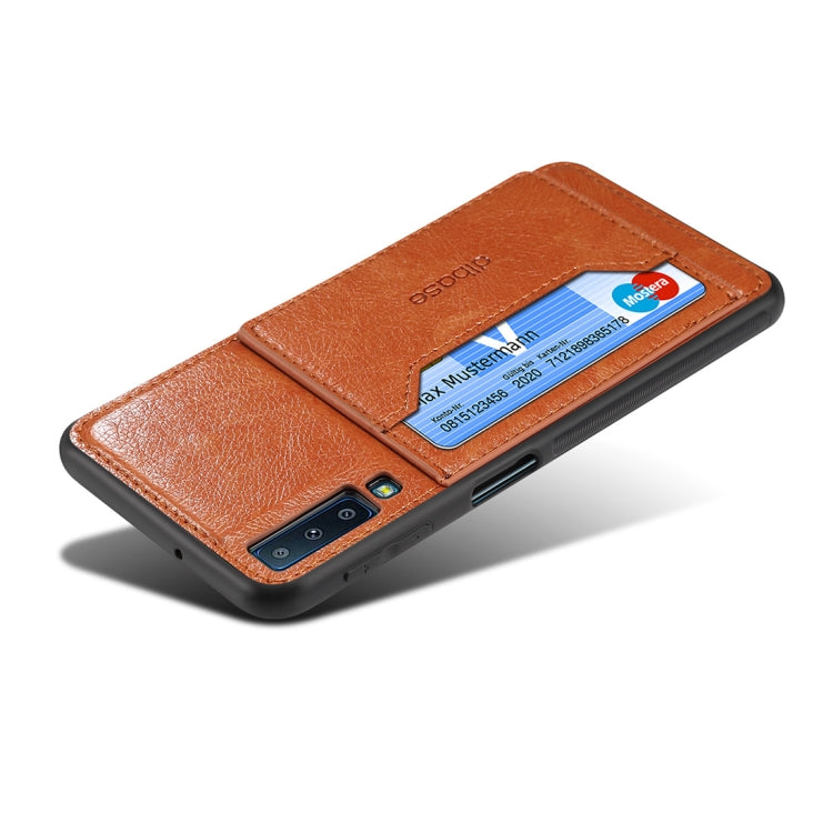 Dibase TPU + PC + PU Crazy Horse Texture Protective Case for Galaxy A7 (2018), with Holder & Card Slots