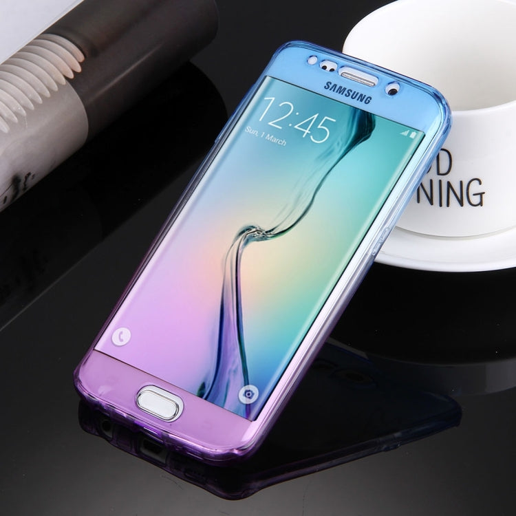 For Galaxy S6 Edge / G925 Double-sided Gradient Color TPU Protective Case Back Cover