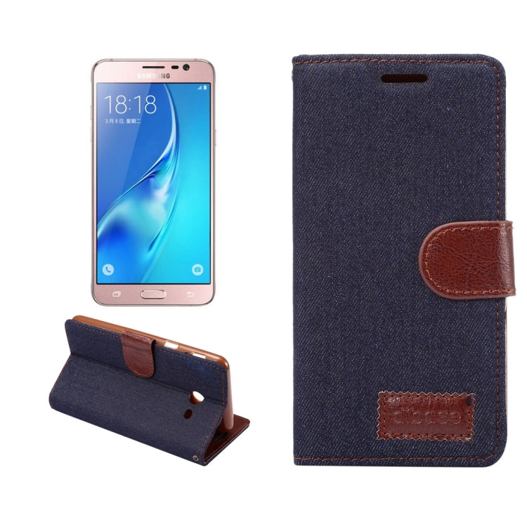 For Galaxy J3(2017) (US Version) Denim Texture Horizontal Flip Leather Case with Holder & Card Slots