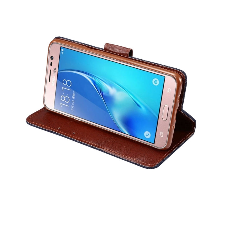 For Galaxy J3(2017) (US Version) Denim Texture Horizontal Flip Leather Case with Holder & Card Slots