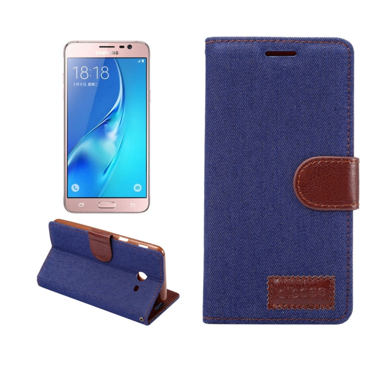 For Galaxy J3(2017) (US Version) Denim Texture Horizontal Flip Leather Case with Holder & Card Slots