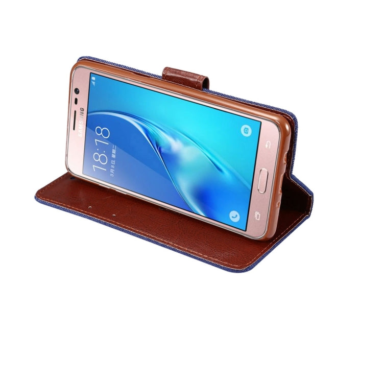 For Galaxy J3(2017) (US Version) Denim Texture Horizontal Flip Leather Case with Holder & Card Slots