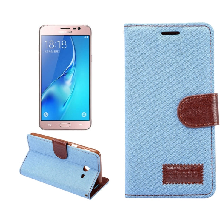 For Galaxy J3(2017) (US Version) Denim Texture Horizontal Flip Leather Case with Holder & Card Slots