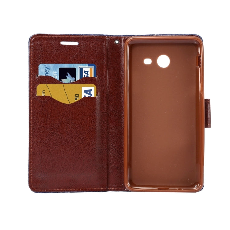 For Galaxy J3(2017) (US Version) Denim Texture Horizontal Flip Leather Case with Holder & Card Slots