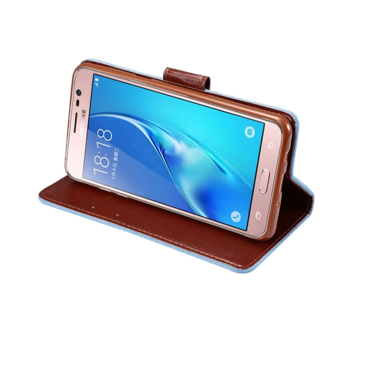 For Galaxy J3(2017) (US Version) Denim Texture Horizontal Flip Leather Case with Holder & Card Slots