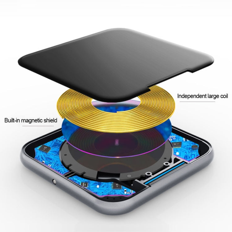 A9 Multi-function 7.5/10W QI Standard Wireless Quick Charging with Desktop Phone Holder(Grey)