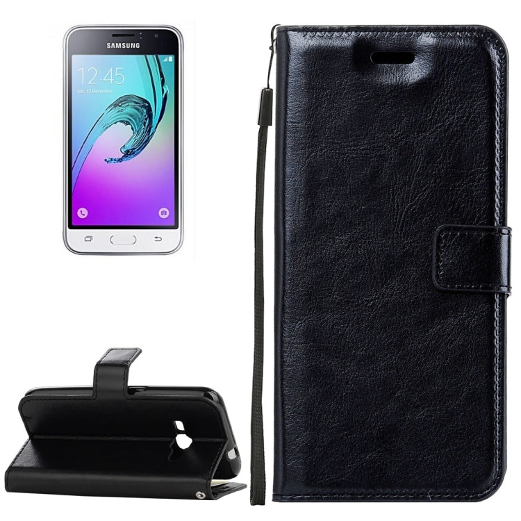For Galaxy J1 (2016) Crazy Horse Texture Horizontal Flip PU Leather Case with Holder & Card Slots & Wallet & Lanyard