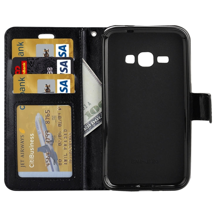 For Galaxy J1 (2016) Crazy Horse Texture Horizontal Flip PU Leather Case with Holder & Card Slots & Wallet & Lanyard