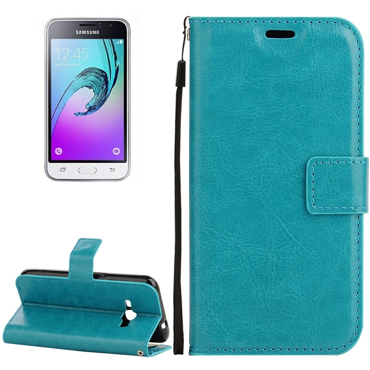 For Galaxy J1 (2016) Crazy Horse Texture Horizontal Flip PU Leather Case with Holder & Card Slots & Wallet & Lanyard