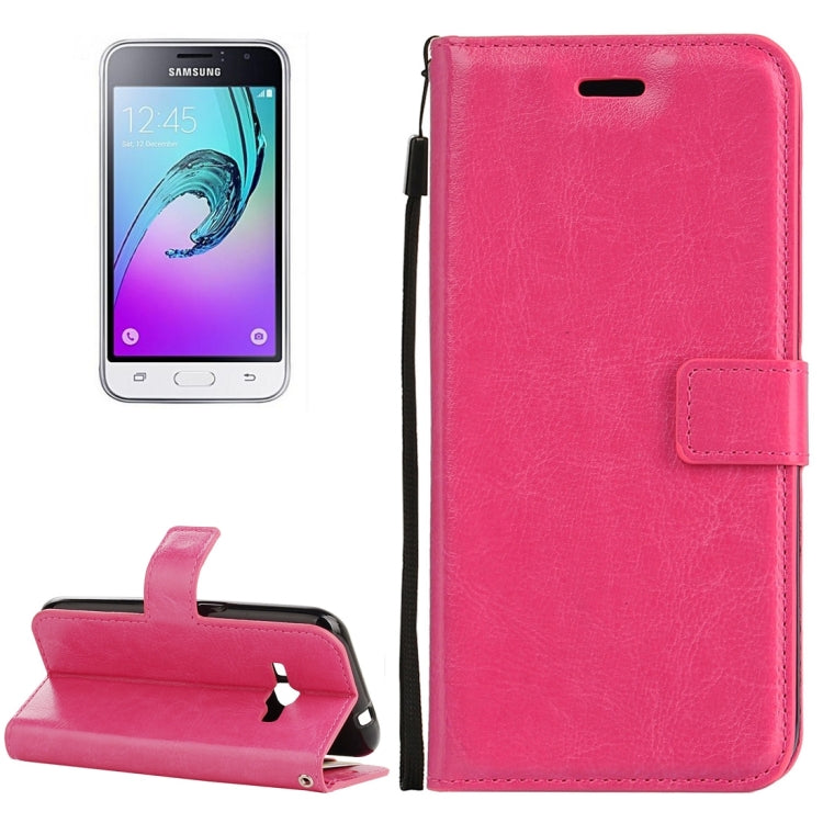 For Galaxy J1 (2016) Crazy Horse Texture Horizontal Flip PU Leather Case with Holder & Card Slots & Wallet & Lanyard