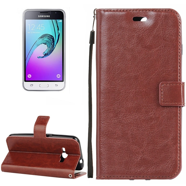 For Galaxy J1 (2016) Crazy Horse Texture Horizontal Flip PU Leather Case with Holder & Card Slots & Wallet & Lanyard