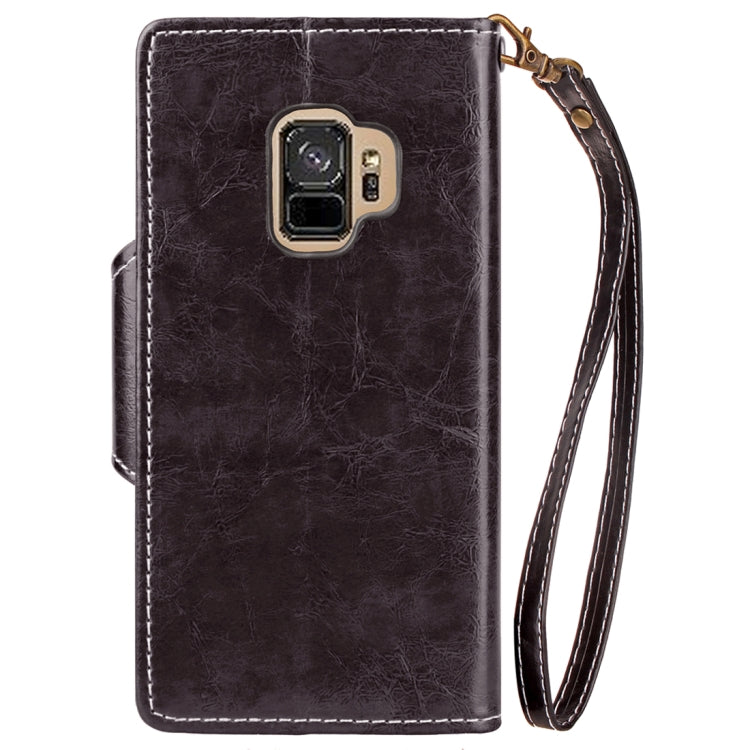 For Galaxy S9 Retro Crazy Horse Texture Wax Horizontal Flip Leather Case with Holder & Wallet & Card Slots & Lanyard