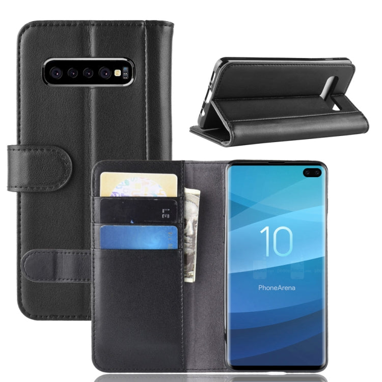 Horizontal Flip Genuine Leather Case for Galaxy S10+, with Card Slots & Holder & Wallet