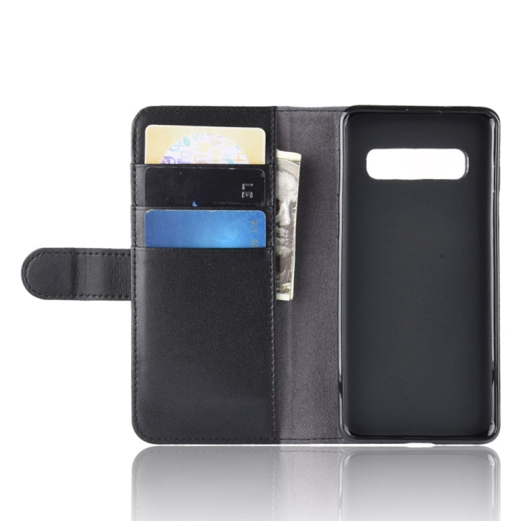 Horizontal Flip Genuine Leather Case for Galaxy S10+, with Card Slots & Holder & Wallet