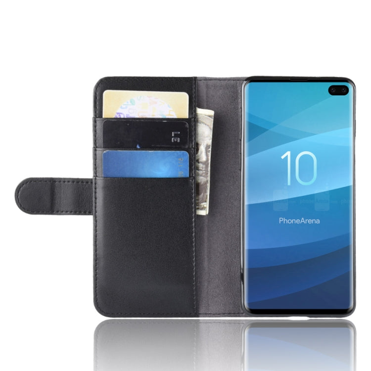 Horizontal Flip Genuine Leather Case for Galaxy S10+, with Card Slots & Holder & Wallet