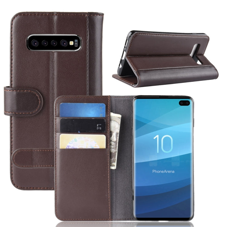Horizontal Flip Genuine Leather Case for Galaxy S10+, with Card Slots & Holder & Wallet