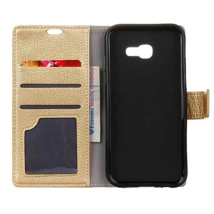 Litchi Texture Horizontal Flip Leather Case for Galaxy J4+, with Holder & Card Slots & Photo Frame