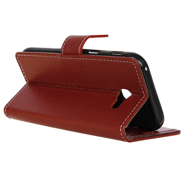 Litchi Texture Horizontal Flip Leather Case for Galaxy J4+, with Holder & Card Slots & Photo Frame