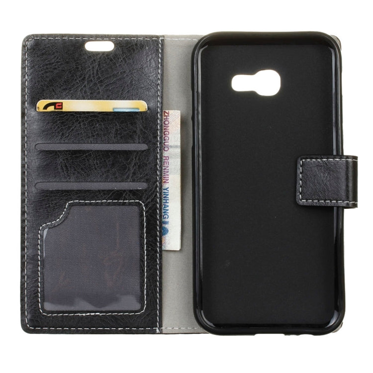 Retro Crazy Horse Texture Horizontal Flip Leather Case for Galaxy J4+, with Holder & Card Slots & Photo Frame