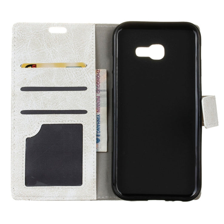 Retro Crazy Horse Texture Horizontal Flip Leather Case for Galaxy J4+, with Holder & Card Slots & Photo Frame