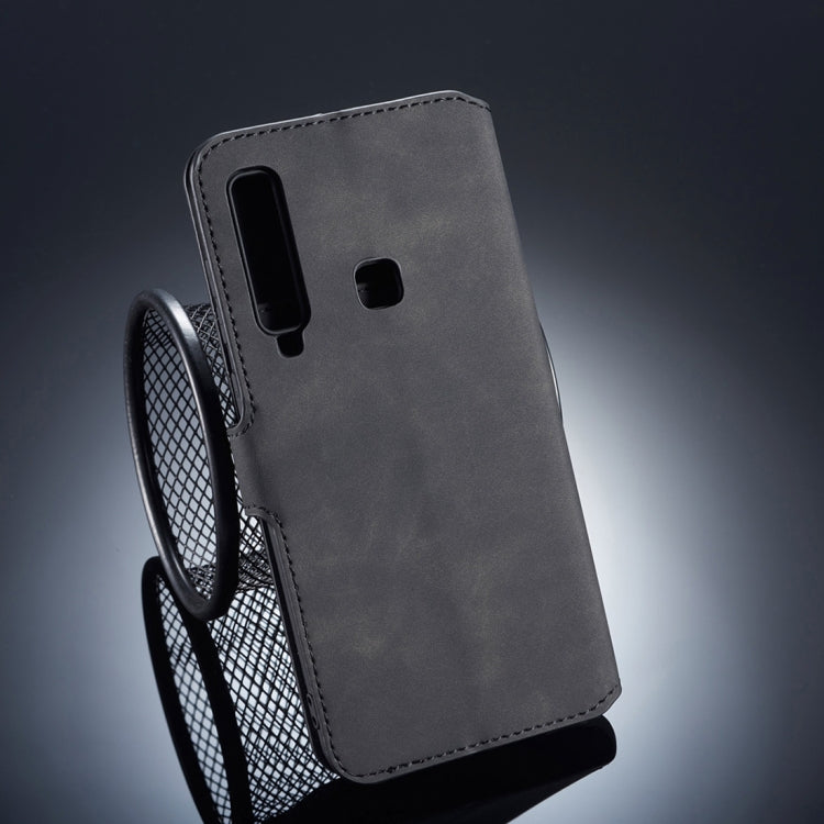 DG.MING Retro Oil Side Horizontal Flip Case for Galaxy A9 (2018), with Holder & Card Slots & Wallet