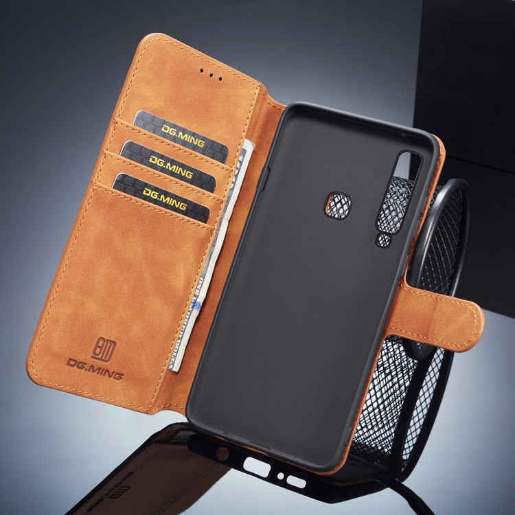 DG.MING Retro Oil Side Horizontal Flip Case for Galaxy A9 (2018), with Holder & Card Slots & Wallet