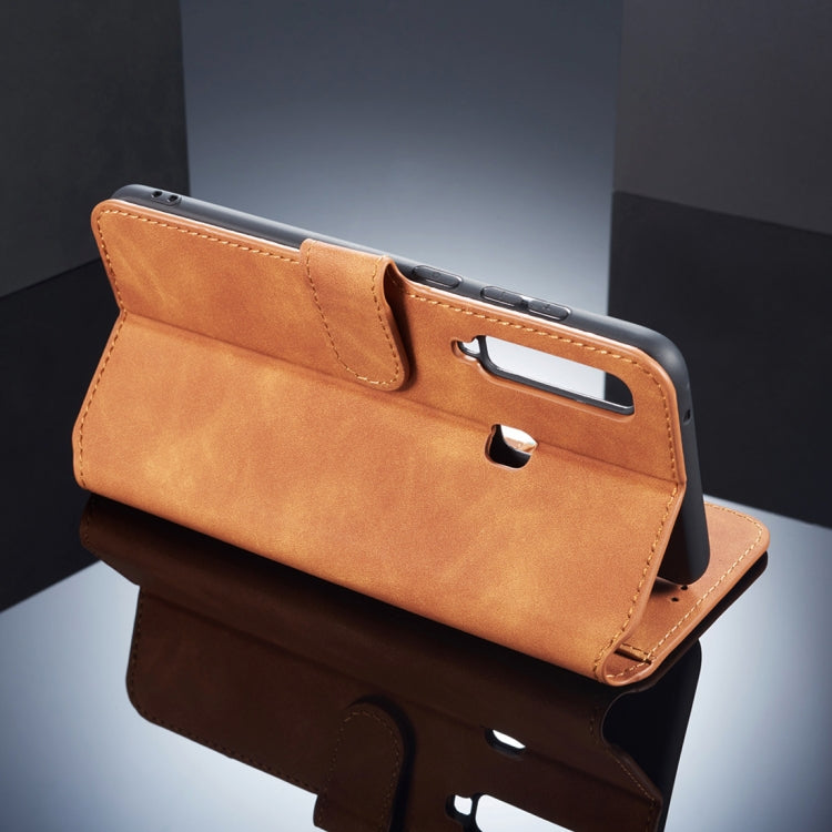 DG.MING Retro Oil Side Horizontal Flip Case for Galaxy A9 (2018), with Holder & Card Slots & Wallet