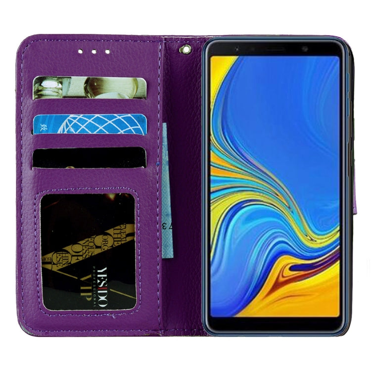 Litchi Texture Horizontal Flip Leather Case for Galaxy A7 (2018), with Holder & Card Slots & Wallet & Lanyard