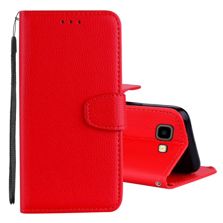 Litchi Texture Horizontal Flip Leather Case for Galaxy J4+, with Holder & Card Slots & Wallet & Lanyard