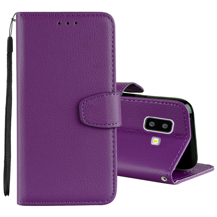 Litchi Texture Horizontal Flip Leather Case for Galaxy J6+, with Holder & Card Slots & Wallet & Lanyard