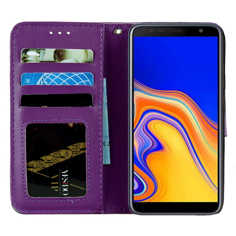 Litchi Texture Horizontal Flip Leather Case for Galaxy J6+, with Holder & Card Slots & Wallet & Lanyard