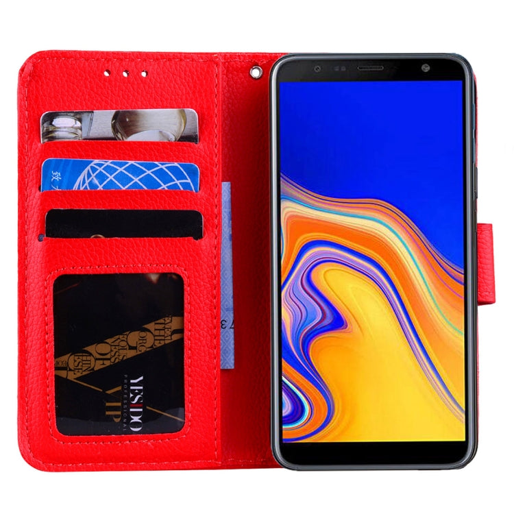 Litchi Texture Horizontal Flip Leather Case for Galaxy J6+, with Holder & Card Slots & Wallet & Lanyard