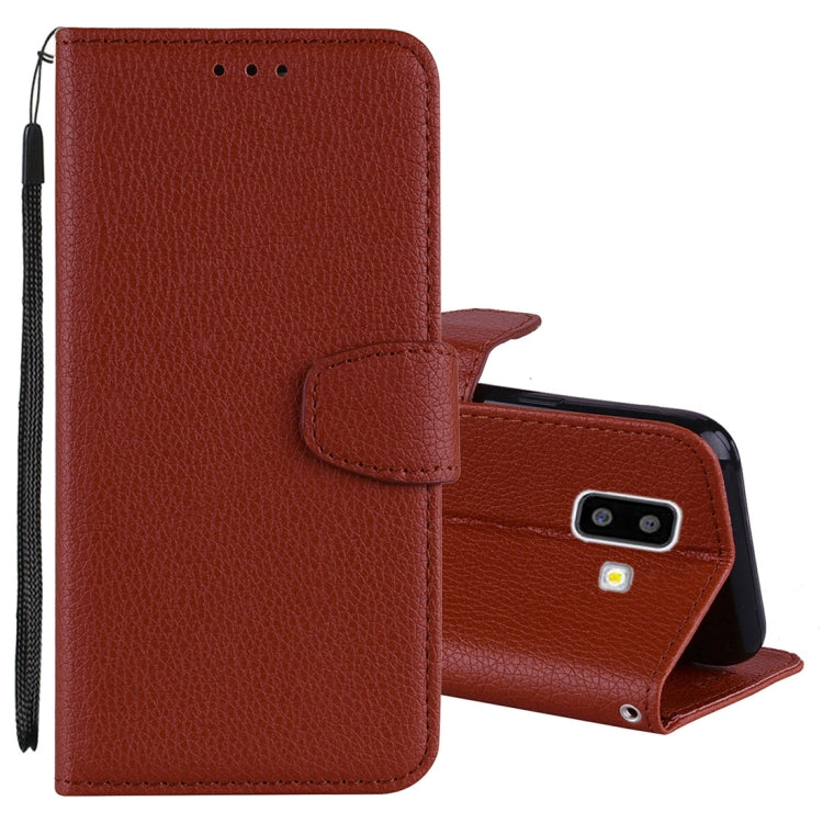 Litchi Texture Horizontal Flip Leather Case for Galaxy J6+, with Holder & Card Slots & Wallet & Lanyard